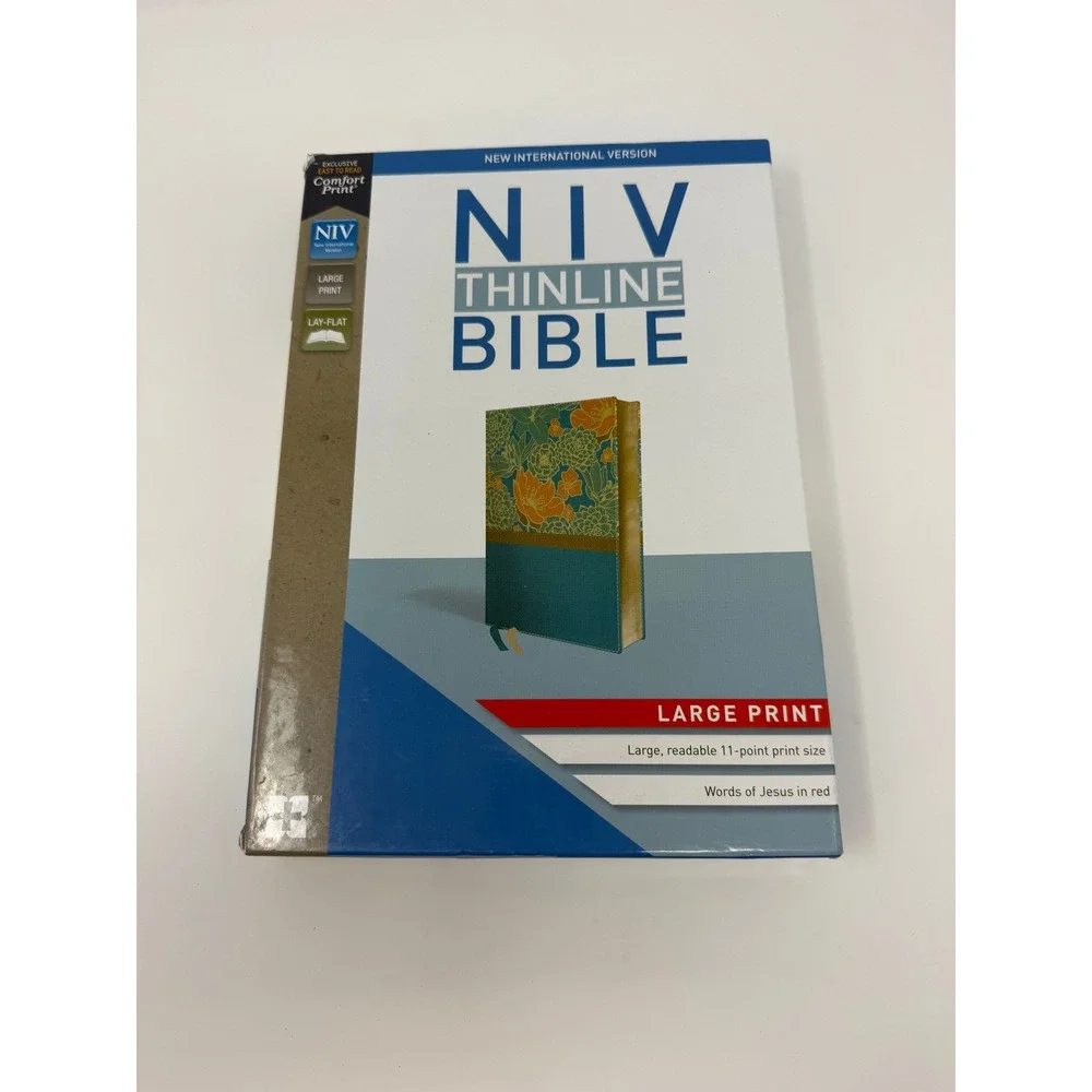Zondervan NIV Thinline Bible Large Print Turquoise Floral Leathersoft